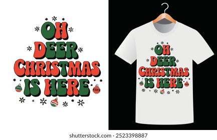 Oh deer, Christmas, typography, T-shirt, f vector, holiday.