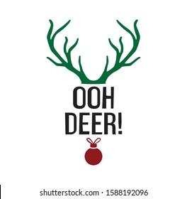 oh deer funny greeting text phrase vector christmas theme for print template