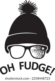 Oh Fudge Black and White. Merry Christmas Design. Vector Illustration