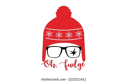 Oh Fudge - Funny Christmas Trapper Hat And Glasses Design 