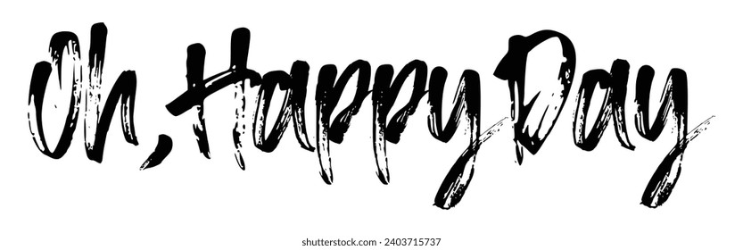 oh, feliz día de texto sobre fondo blanco.
