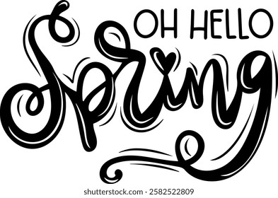 oh hello spring happy easter black vector graphic design and cut file