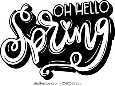 oh hello spring happy easter black vector graphic design and cut file