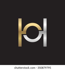 OH HO initial company H square shape silver gold logo black background