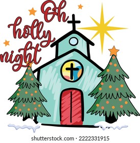 Oh Holly Night Christmas Vector