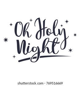 Oh Holy Night Lettering Design, Vector