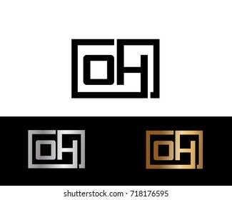 OH initial box shape Logo designs template
