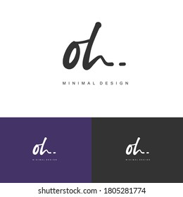 OH Initial handwriting or handwritten logo for identity. Logo with signature and hand drawn style.