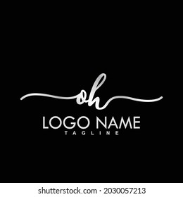 OH Initial Handwriting Logo Design Vector