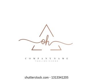 OH initial handwriting logo template vector