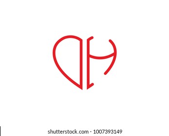 OH initial heart shape red colored logo