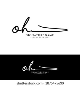 OH Initial letter handwriting and signature logo.