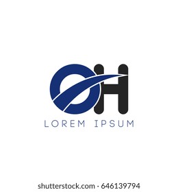 oh initial letter uppercase logo blue and black