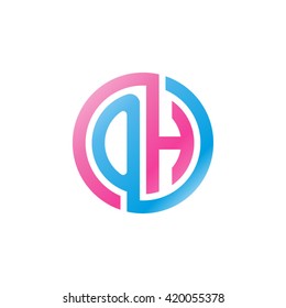 OH initial letters looping linked circle logo blue pink