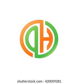 OH initial letters looping linked circle logo orange green