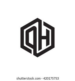 OH initial letters looping linked hexagon monogram logo