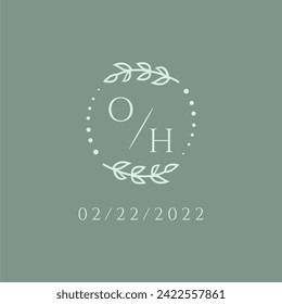 OH initial modern monogram wedding with creative circle line