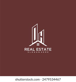 OH initial monogram building and roof logo for real estate