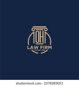 OH initial monogram for law firm with creative circle line