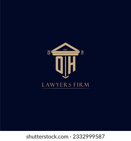 OH initial monogram lawfirm logo with pillar design