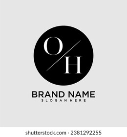 OH initial monogram logo with circle style dsign