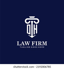 OH initial monogram logo lawfirm with pillar design