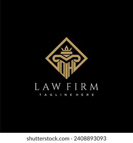 OH initial monogram logo for lawfirm with pillar in creative square design