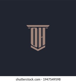 OH initial monogram logo with pillar style design