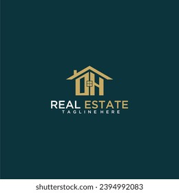 OH initial monogram logo for real estate with home shape creative design