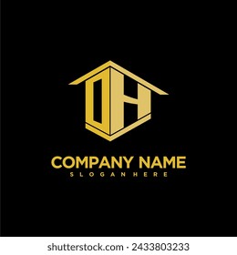 OH initial monogram logo for real estate with creative building style design