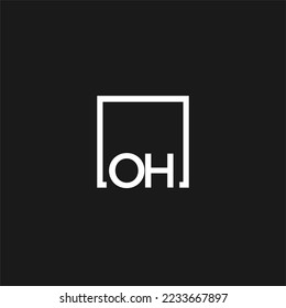 OH initial monogram logo with square style design