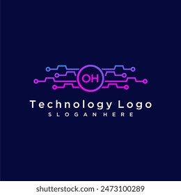 OH initial monogram for technology logo with circle style design