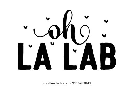 oh la lab - Hand drawn lettering. Ink illustration. Modern brush calligraphy. Isolated on white background. Template, badge, icon, print. Sun and ice-cream hand-drawn illustration.