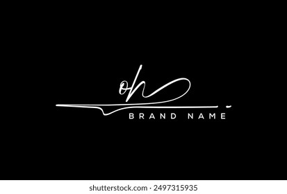 OH letter beauty handwriting vector logo.