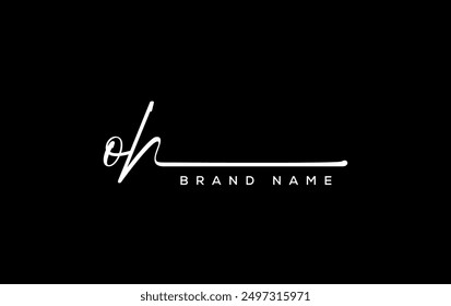 OH letter beauty handwriting vector logo.