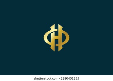 OH letter with golden typography brand logo design, oh lettering, oh elegant logo, oh golden icon