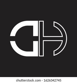 OH Letter logo monogram with oval shape negative space design template