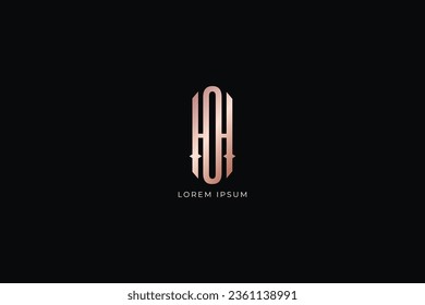 oh letter retro style brand luxury style design modern style creative golden wordmark design typography illustration, oh wordmark, ho logo