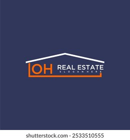 OH letter roof shape logo for real estate with house icon design