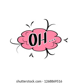 Oh lettering. Comic sound speech effect bubble isolated on white background illustration. Bang inscriptions. Humorous for cloud speech. Vector illustration.