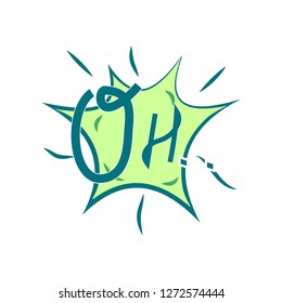 Oh lettering. Comic sound speech effect bubble isolated on white background illustration. Bang inscriptions. Humorous for cloud speech. Vector illustration.