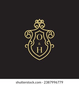 OH line vintage initial logo in high quality professional design that will print well across any print media