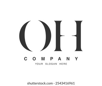 OH logo design. Initial letter o and h serif font style. Creative classic company name typography. Trendy logotype or identity. Vector illustration.