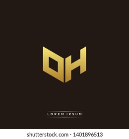 OH Logo Letter Initial Logo Designs Templete with Gold and Black Background