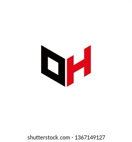 OH Logo Letter Initial With Red and Black Colors