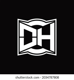 OH Logo monogram with abstract shape design template on black background