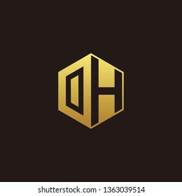 OH Logo Monogram with Negative space gold colors