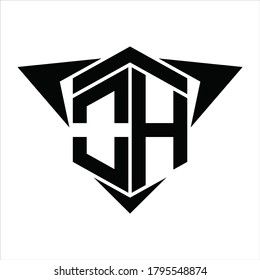 Monograma del logotipo OH con flecha de alas alrededor de la plantilla de diseño sobre fondo blanco