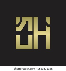 OH Logo with squere shape design template with gold colors
