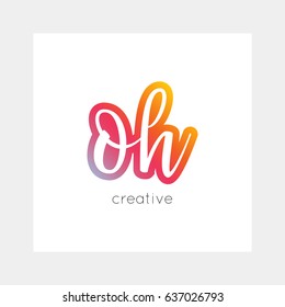 OH logo, vector. Useful as branding, app icon, alphabet combination, clip-art.